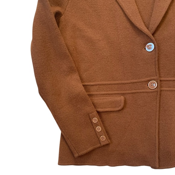 Talbots Petite 100% Merino Wool Camel Knit Blazer Sweater Blazer Brown MP - Picture 2 of 5